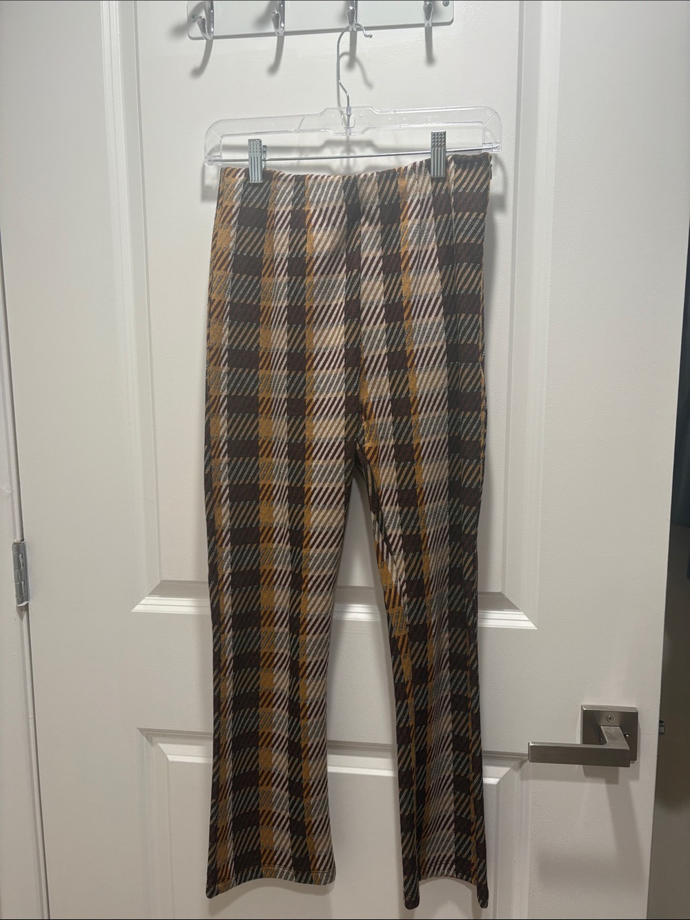 Free People Plaid Chinos in Brown, Tan & Black